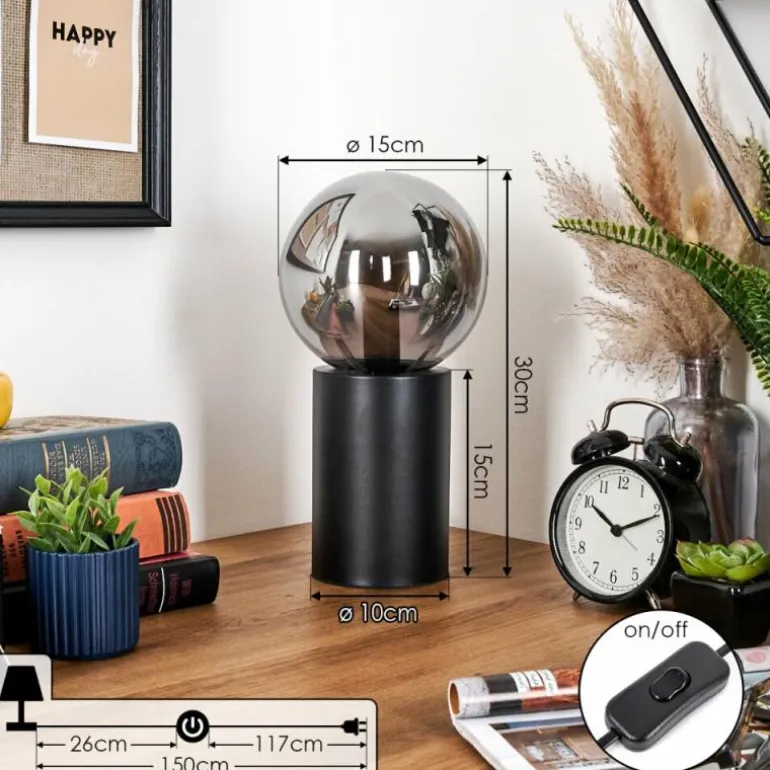 Gastor Boule lumineuse, Lampe de bureau, Lampe à poser Fumé, 1 lumière