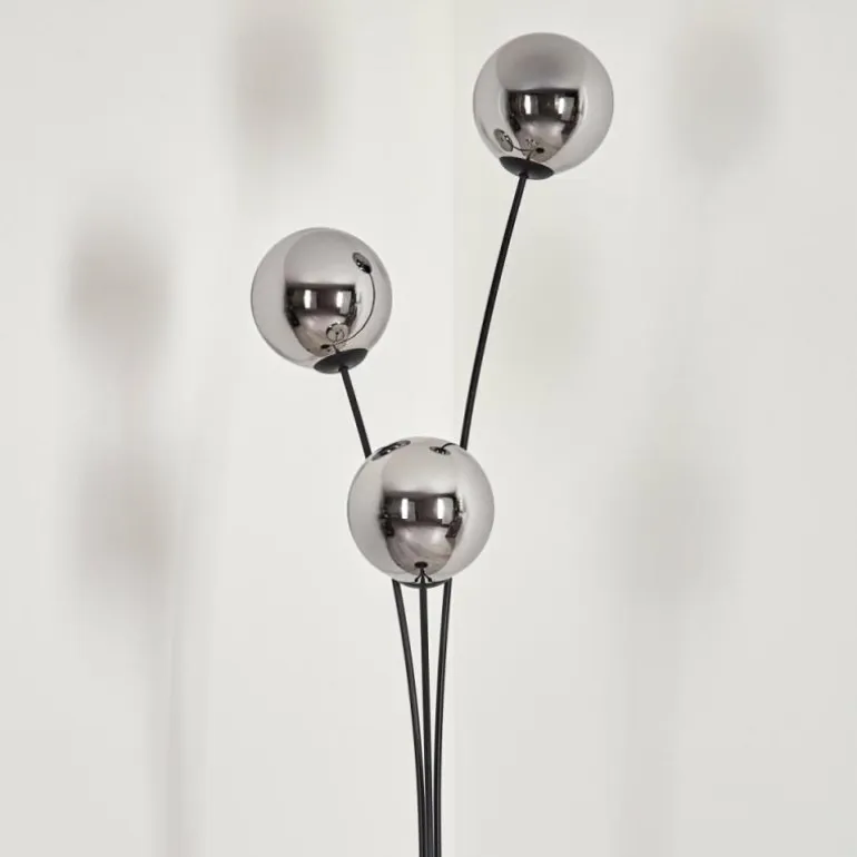 Gastor Boule lumineuse, Lampadaire Chrome, Fumé, 3 lumières