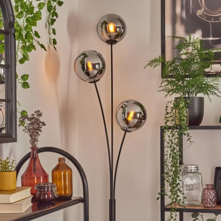 Gastor Boule lumineuse, Lampadaire Chrome, Fumé, 3 lumières