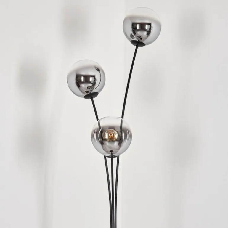 Gastor Boule lumineuse, Lampadaire Chrome, Clair, Fumé, 3 lumières