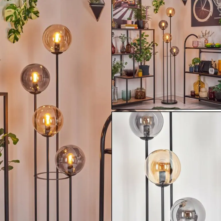 Gastor Lampadaire 30 cm Ambre, Fumé, 4 lumières