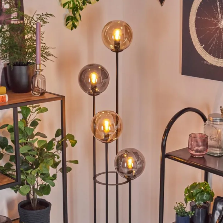 Gastor Lampadaire 30 cm Ambre, Fumé, 4 lumières