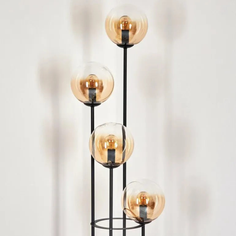 Gastor Lampadaire 30 cm Bois clair, Noir, 4 lumières
