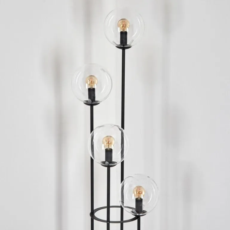 Gastor Lampadaire 30 cm Bois clair, Noir, 4 lumières
