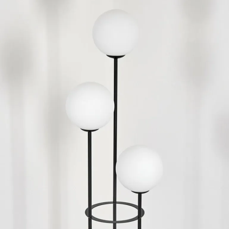 Gastor Lampadaire 30 cm Bois foncé, Noir, 3 lumières