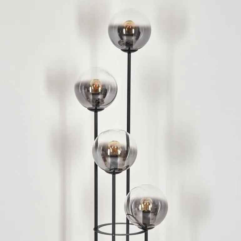 Gastor Lampadaire 30 cm Bois clair, Noir, 4 lumières