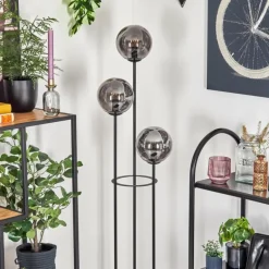 Gastor Lampadaire 25 cm Bois clair, Noir, 3 lumières