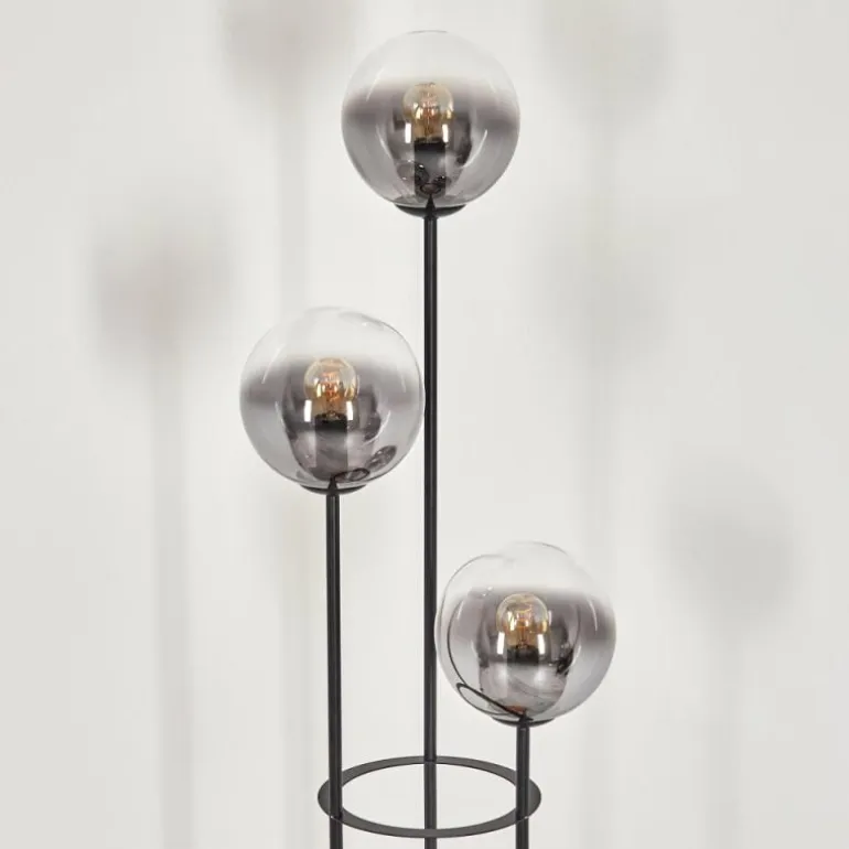 Gastor Lampadaire 25 cm Bois clair, Noir, 3 lumières