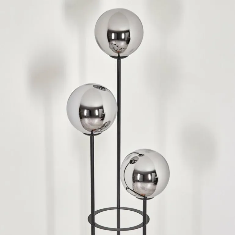 Gastor Lampadaire 25 cm Bois clair, Noir, 3 lumières