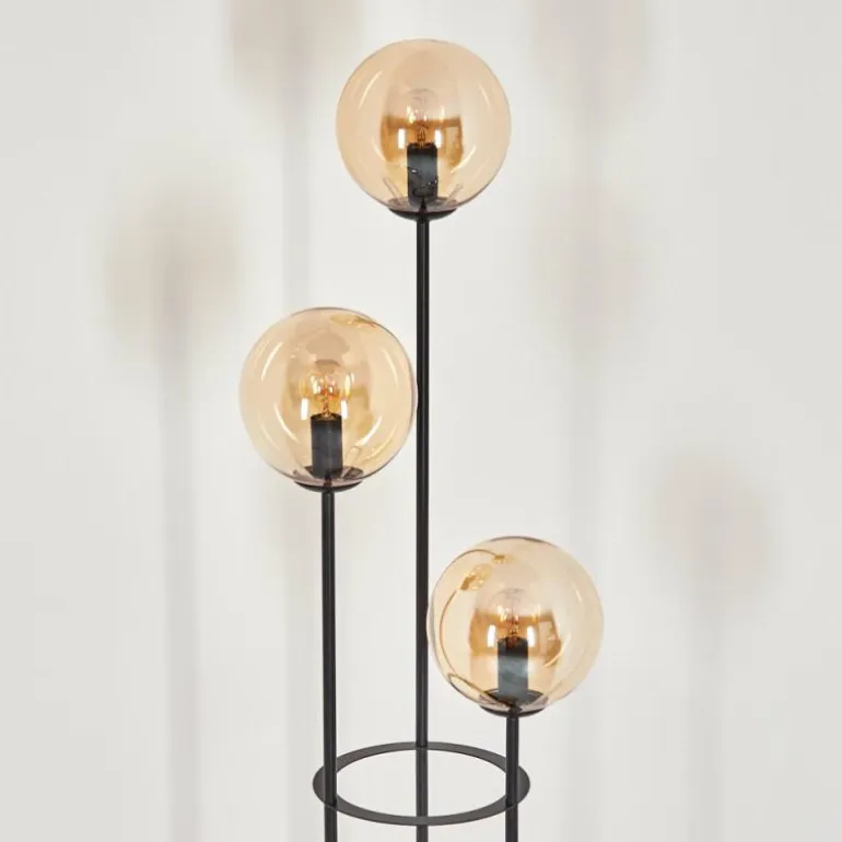 Gastor Lampadaire 30 cm Bois clair, Noir, 3 lumières