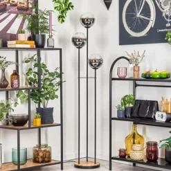 Gastor Lampadaire 30 cm Bois clair, Noir, 3 lumières