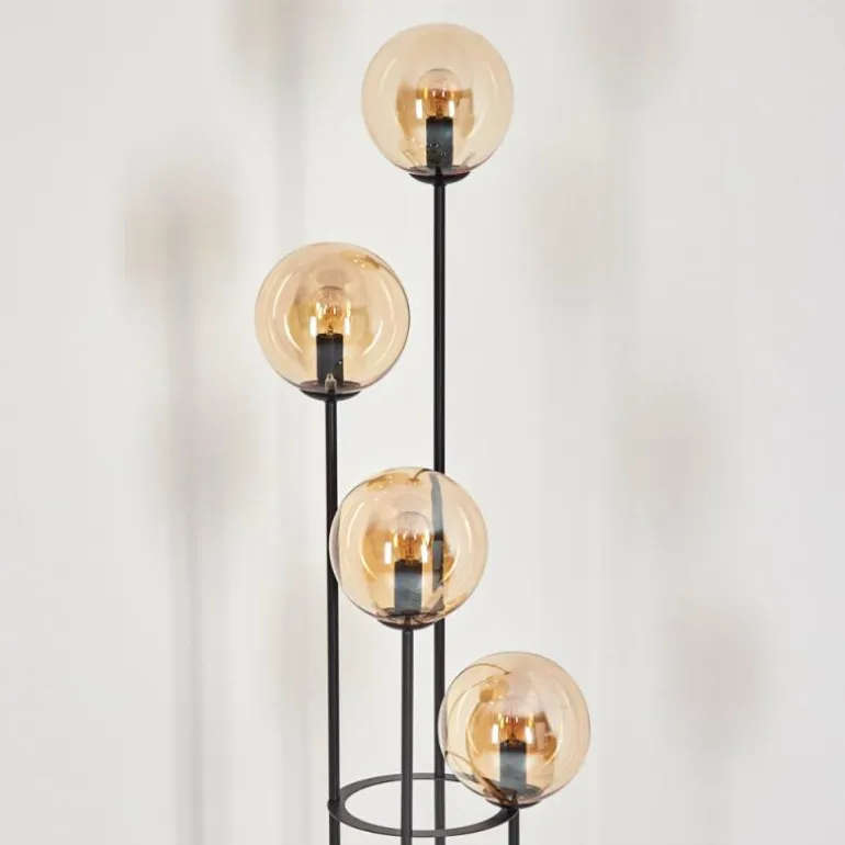 Gastor Lampadaire 30 cm Bois foncé, Noir, 4 lumières