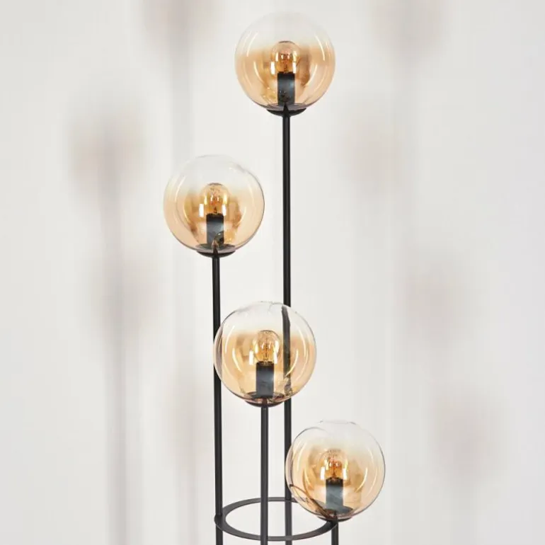Gastor Lampadaire 30 cm Bois foncé, Noir, 4 lumières