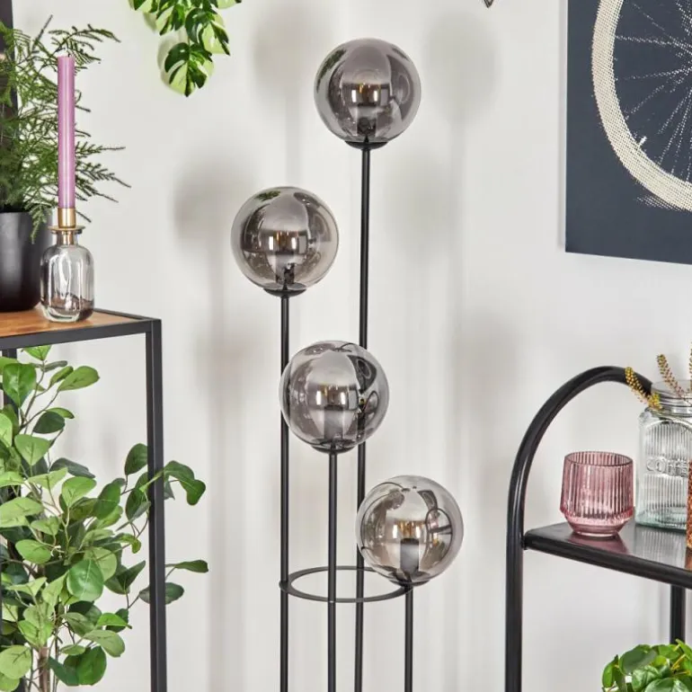 Gastor Lampadaire 30 cm Bois foncé, Noir, 4 lumières