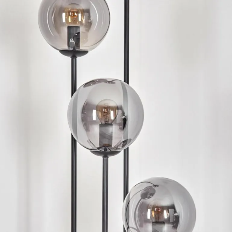 Gastor Lampadaire 30 cm Bois foncé, Noir, 4 lumières