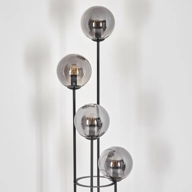 Gastor Lampadaire 30 cm Bois foncé, Noir, 4 lumières