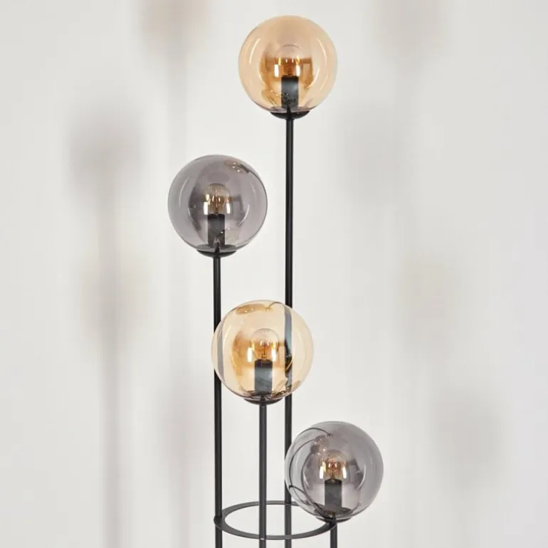 Gastor Lampadaire 30 cm Bois foncé, Noir, 4 lumières