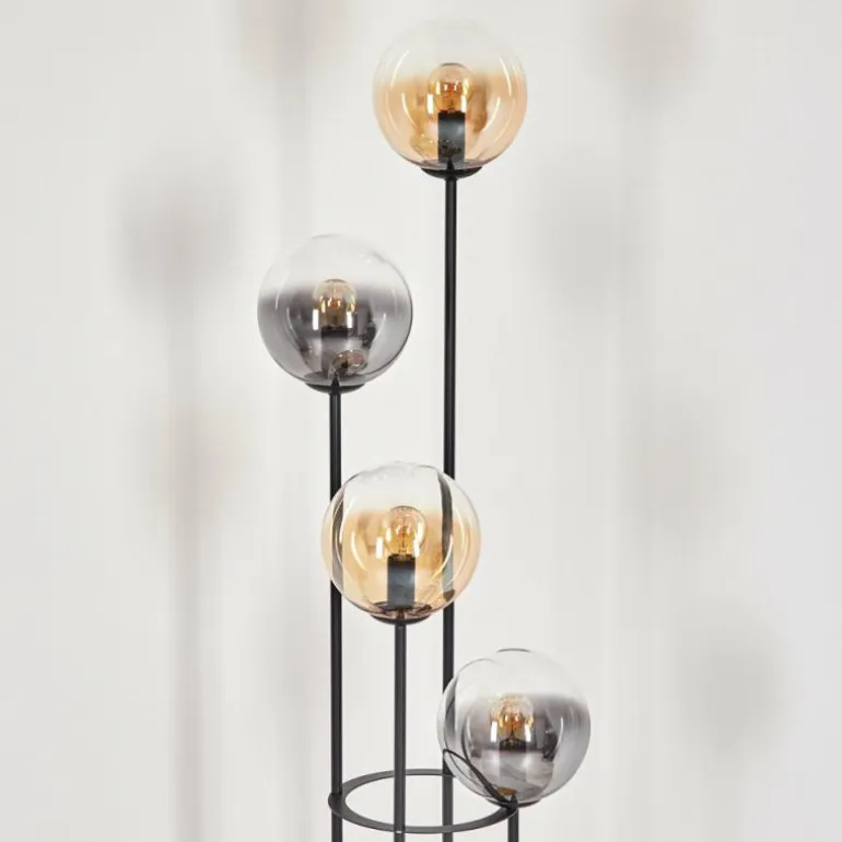 Gastor Lampadaire 30 cm Bois foncé, Noir, 4 lumières