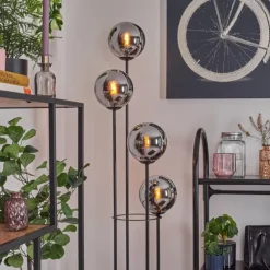 Gastor Lampadaire 30 cm Chrome, Fumé, 4 lumières