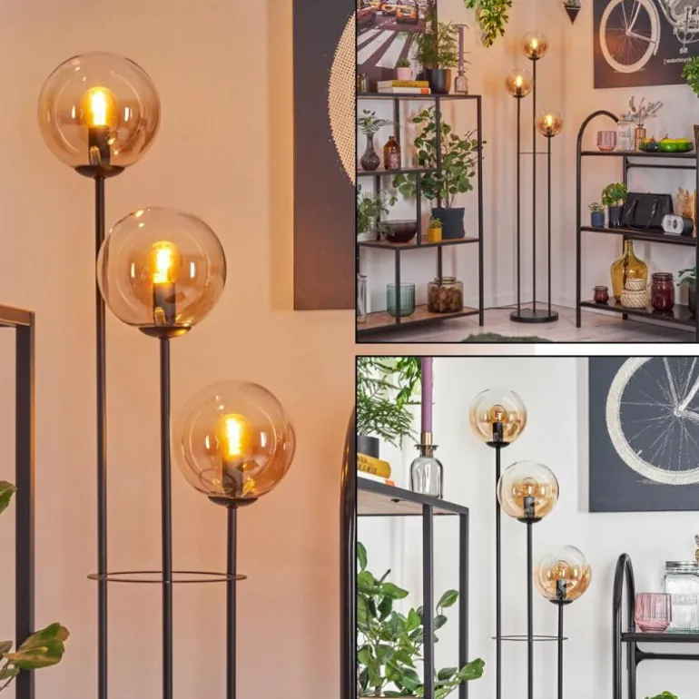 Gastor Lampadaire 25 cm Noir, 3 lumières