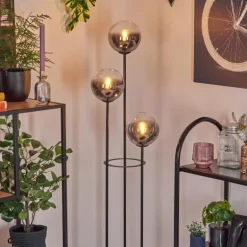 Gastor Lampadaire 30 cm Noir, 3 lumières