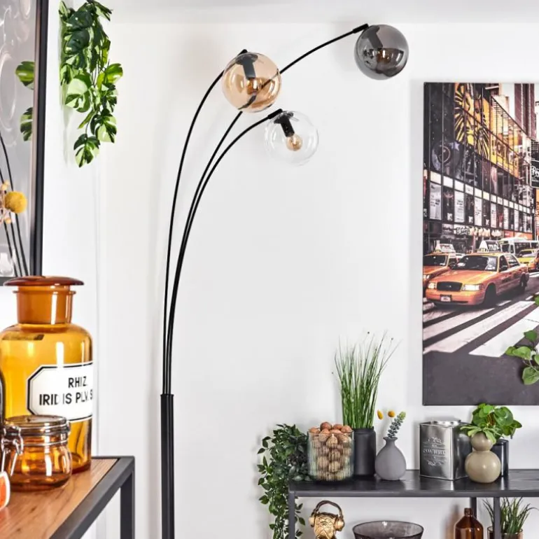 Gastor Lampadaire Ambre, Clair, Fumé, 3 lumières