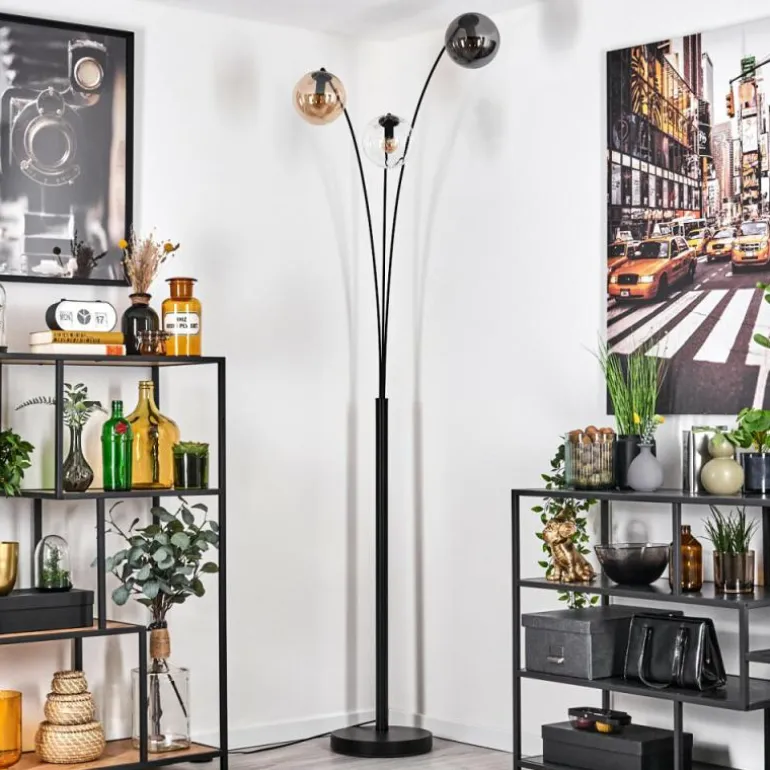 Gastor Lampadaire Ambre, Clair, Fumé, 3 lumières