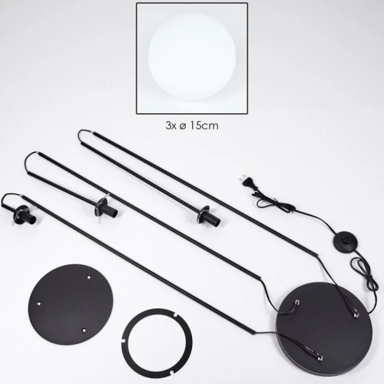 Gastor Lampadaire Noir, 3 lumières