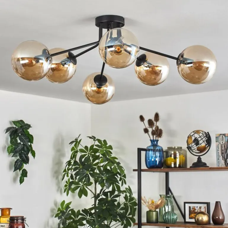 Gastor Plafonnier 74 cm Ambre, Clair, 6 lumières