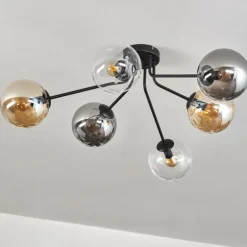 Gastor Plafonnier 74 cm Ambre, Clair, Fumé, 6 lumières