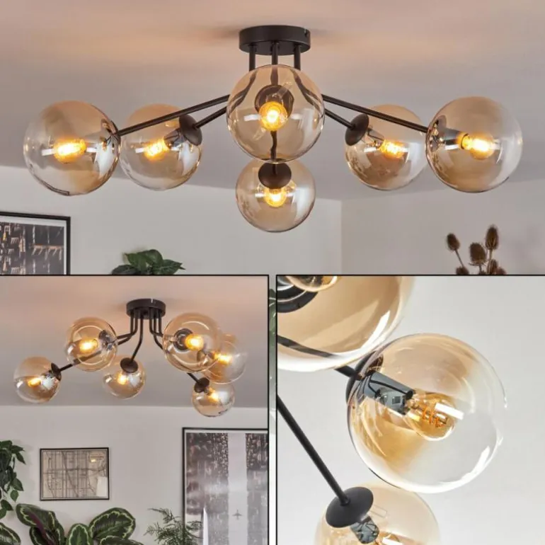 Gastor Plafonnier 74 cm Ambre, 6 lumières