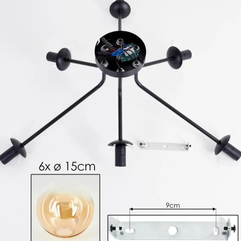 Gastor Plafonnier 74 cm Ambre, 6 lumières