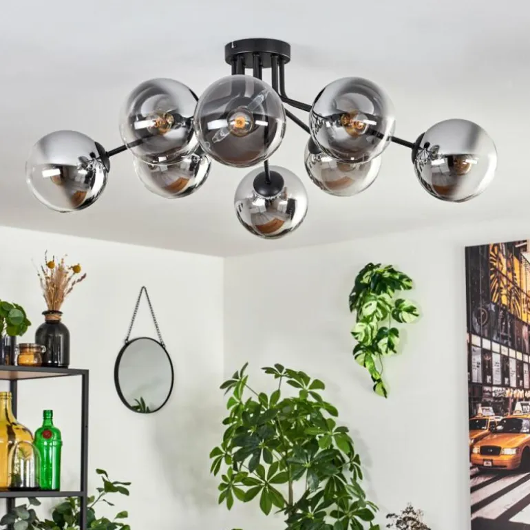 Gastor Plafonnier 87 cm Chrome, Clair, 8 lumières