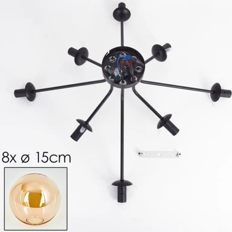 Gastor Plafonnier 87 cm Noir, 8 lumières