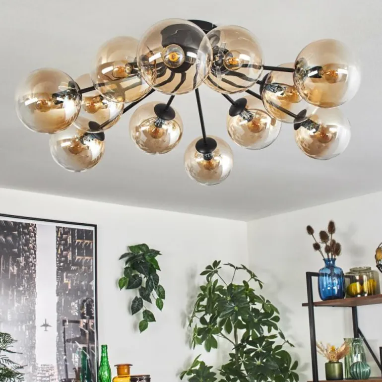 Gastor Plafonnier Ambre, Clair, 12 lumières