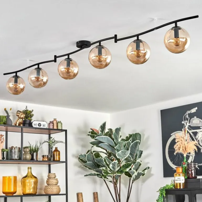 Gastor Plafonnier, Boule lumineuse Ambre, 6 lumières