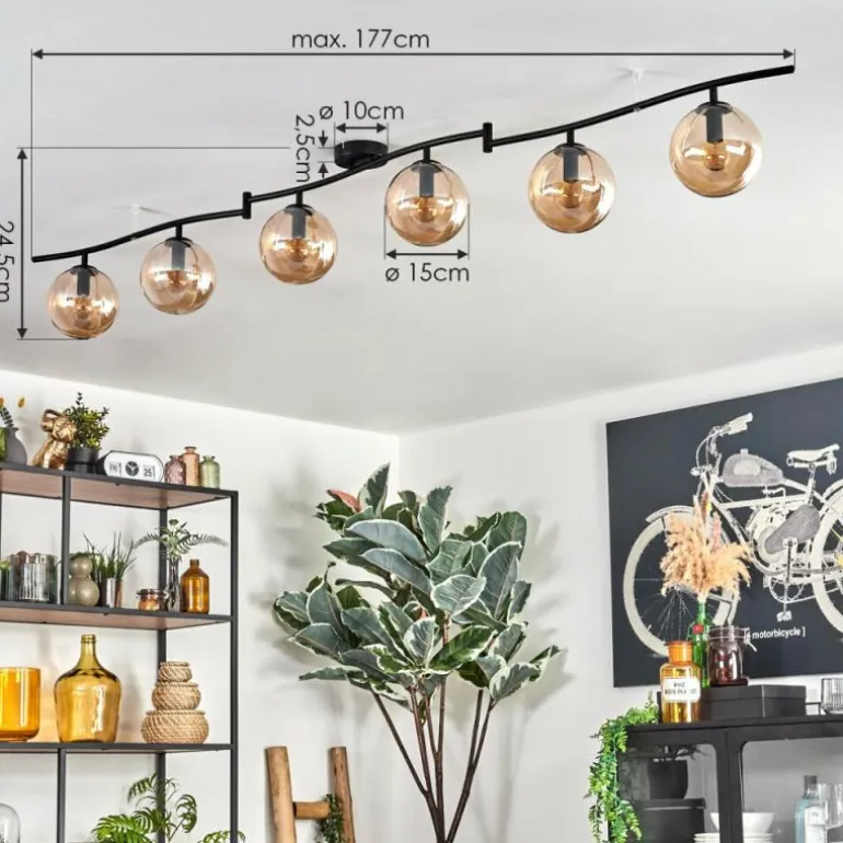 Gastor Plafonnier, Boule lumineuse Ambre, 6 lumières