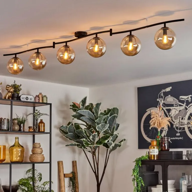 Gastor Plafonnier, Boule lumineuse Ambre, 6 lumières