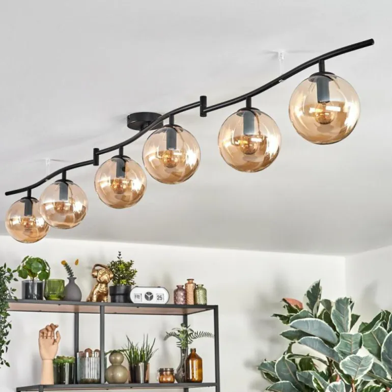 Gastor Plafonnier, Boule lumineuse Ambre, 6 lumières