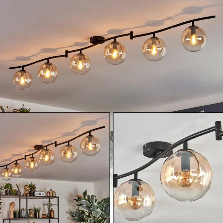 Gastor Plafonnier, Boule lumineuse Ambre, Clair, 6 lumières