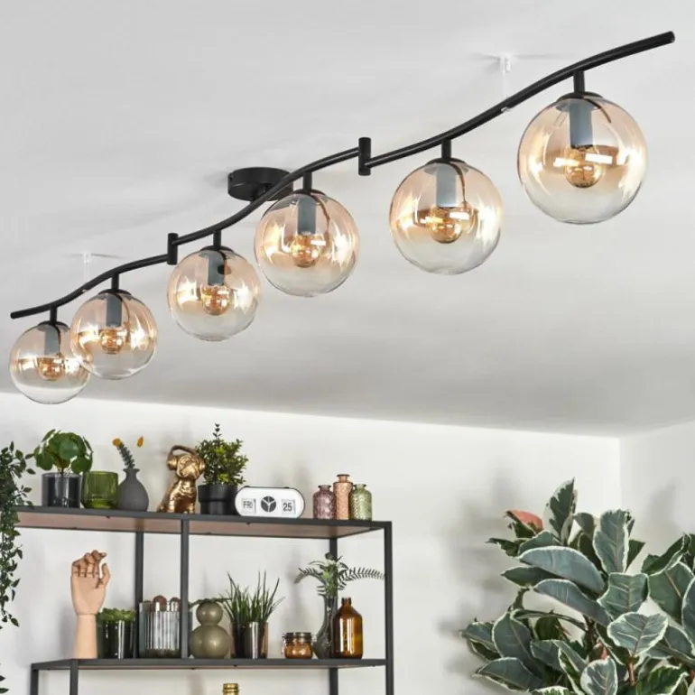 Gastor Plafonnier, Boule lumineuse Ambre, Clair, 6 lumières