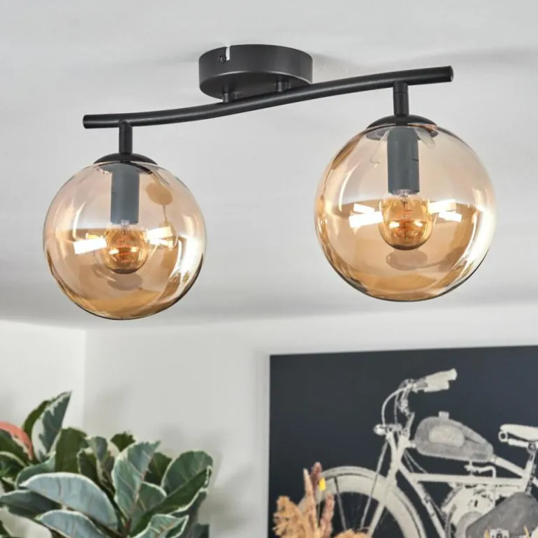 Gastor Plafonnier, Boule lumineuse Ambre, 2 lumières