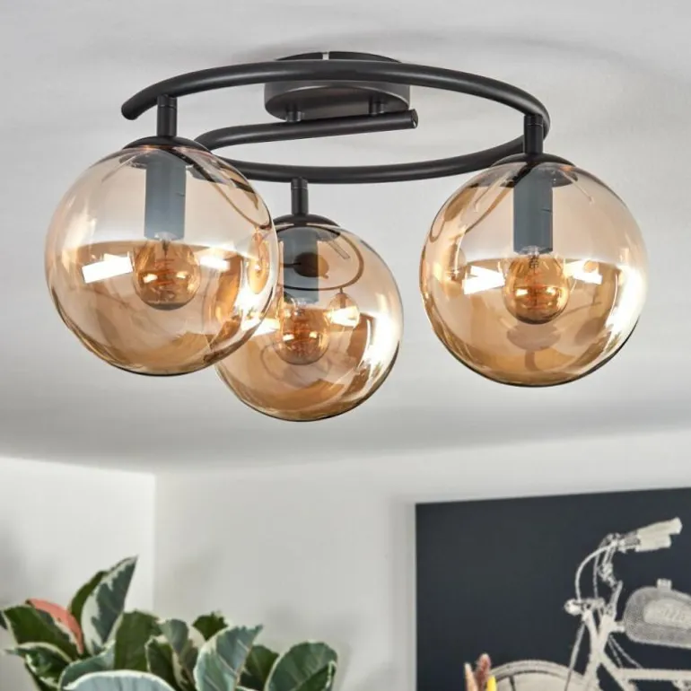Gastor Plafonnier, Boule lumineuse Ambre, 3 lumières