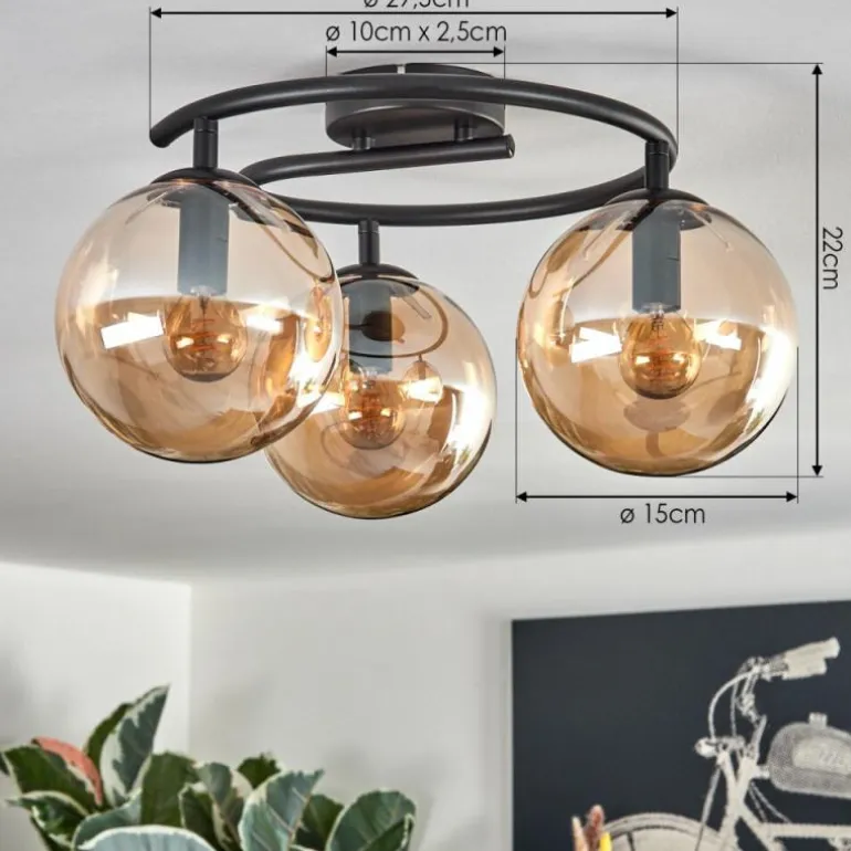 Gastor Plafonnier, Boule lumineuse Ambre, 3 lumières