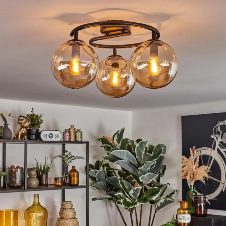 Gastor Plafonnier, Boule lumineuse Ambre, 3 lumières