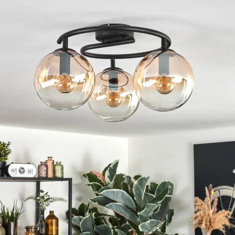 Gastor Plafonnier, Boule lumineuse Ambre, Clair, 3 lumières