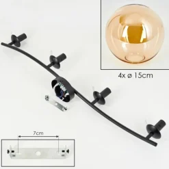 Gastor Plafonnier, Boule lumineuse Ambre, 4 lumières