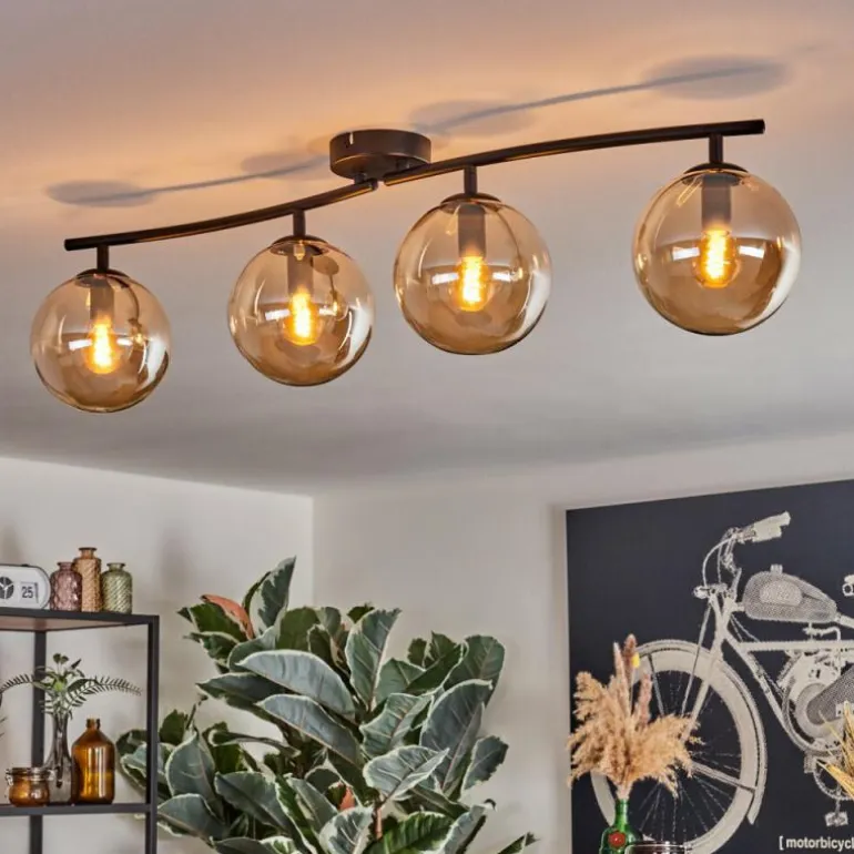 Gastor Plafonnier, Boule lumineuse Ambre, 4 lumières