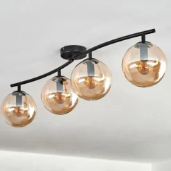 Gastor Plafonnier, Boule lumineuse Ambre, 4 lumières