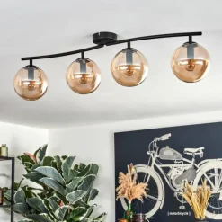 Gastor Plafonnier, Boule lumineuse Ambre, 4 lumières